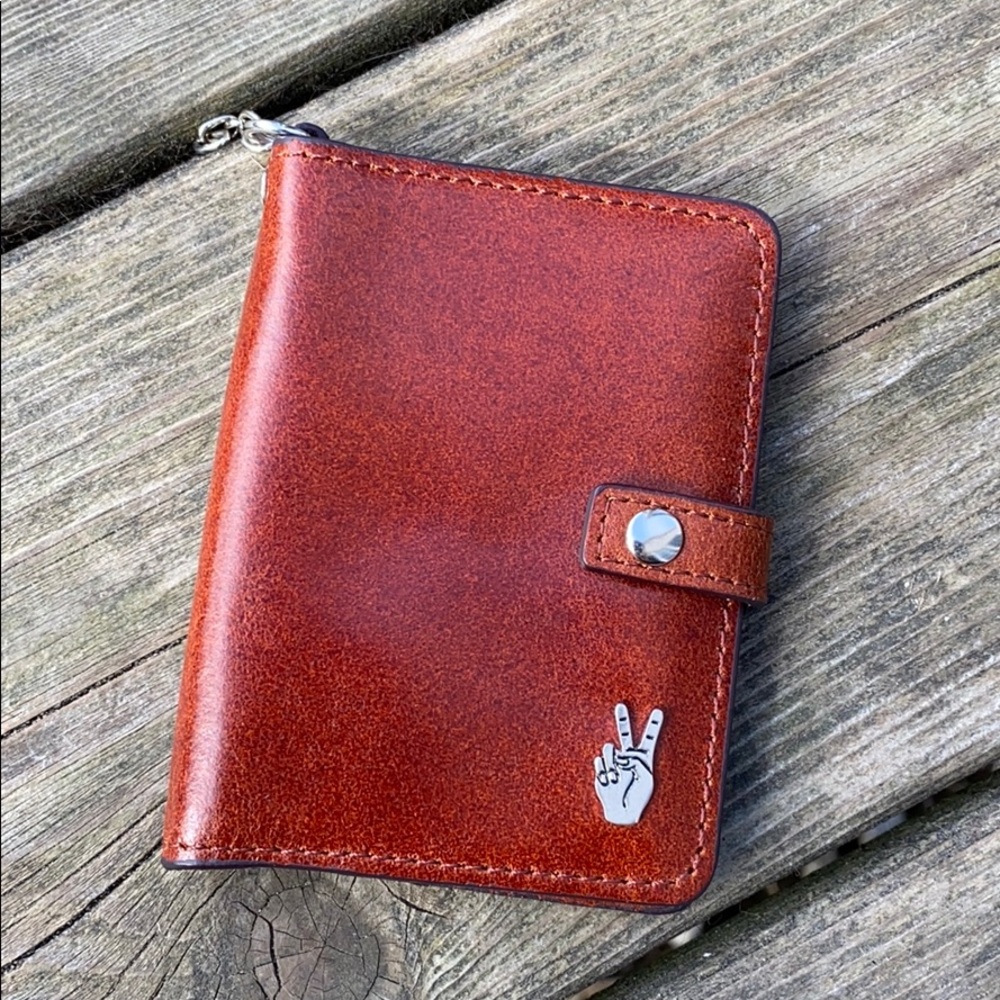 Leather Peace Sign Mini Wallet